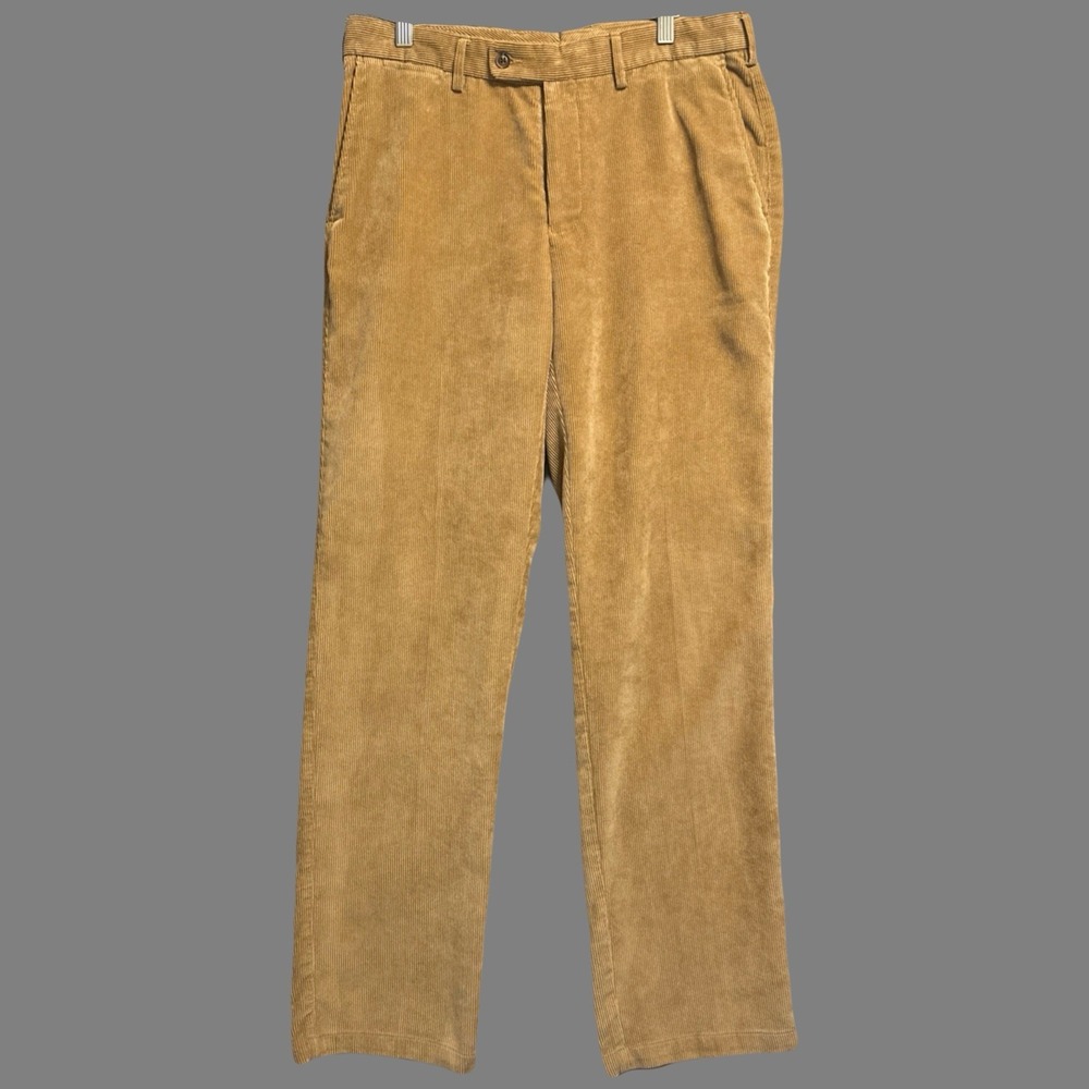 Peter Millar Nanoluxe Soft Corduroy Pants Mens 33 Camel Tan Golf Academia Preppy